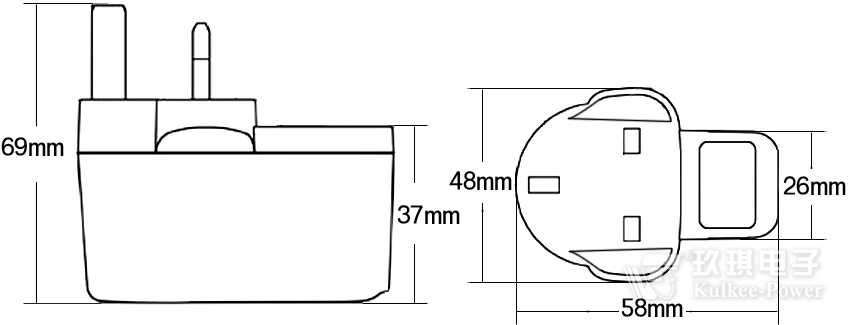 英規(guī)白色電源適配器