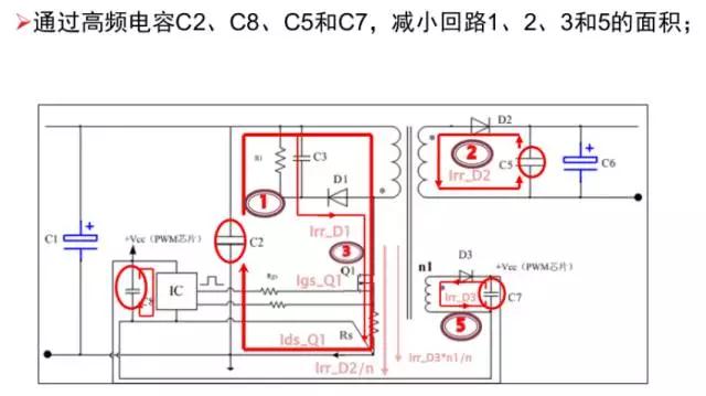 電源適配器利用高頻電容，減少回路面積